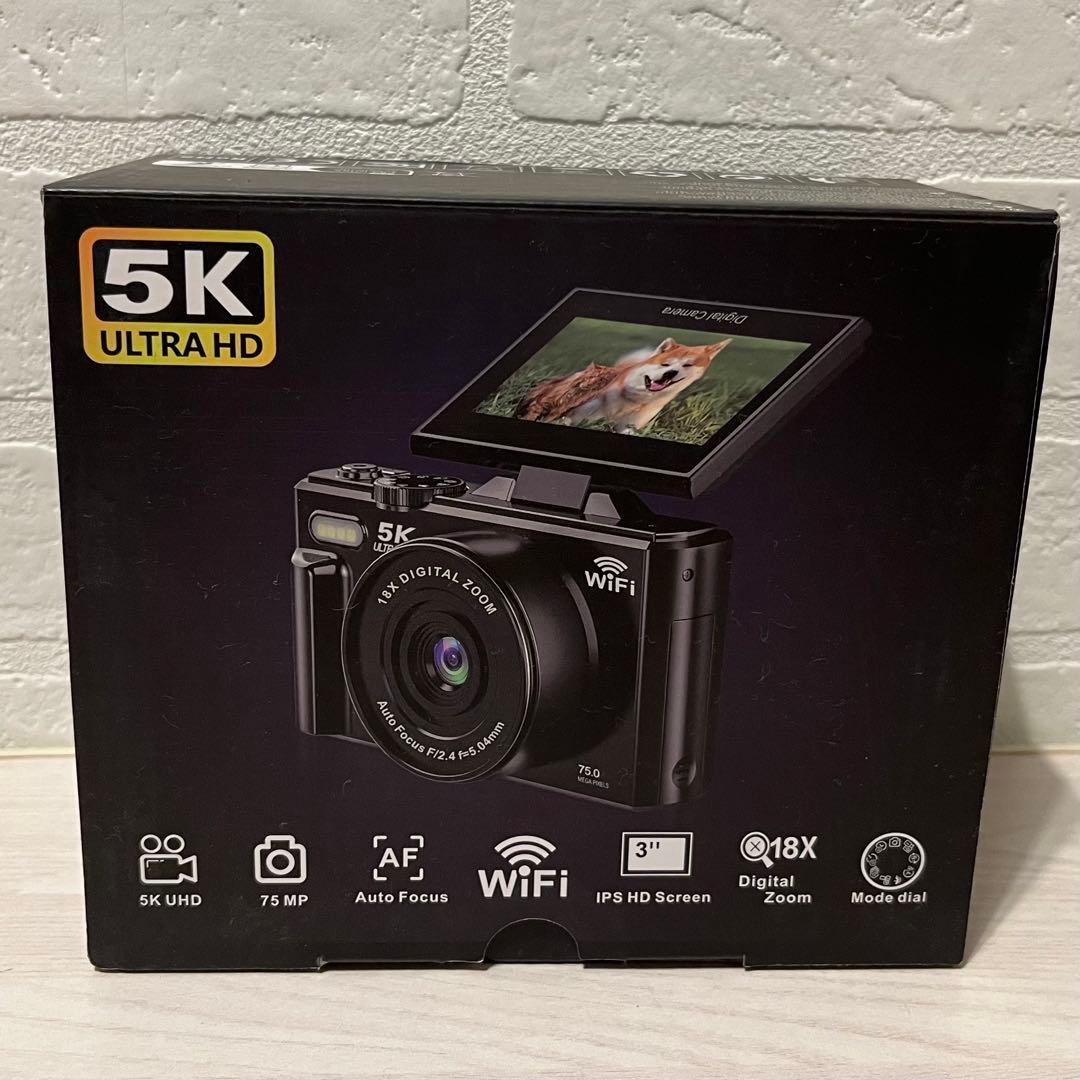 デジタルカメラ 5K 7500万画素 WiFi機能 ディスプレイ マイクロSD付