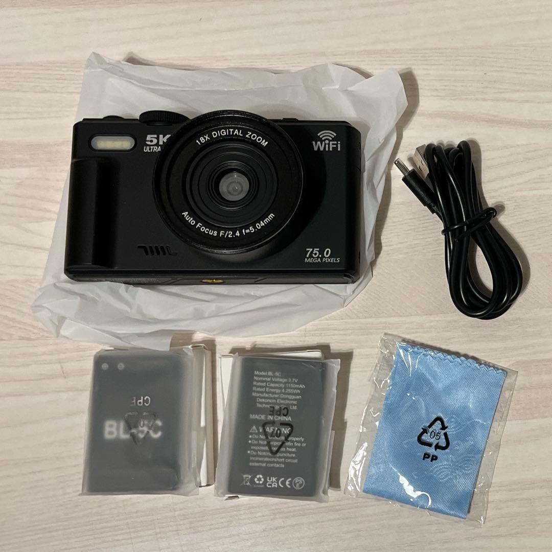 デジタルカメラ 5K 7500万画素 WiFi機能 ディスプレイ マイクロSD付