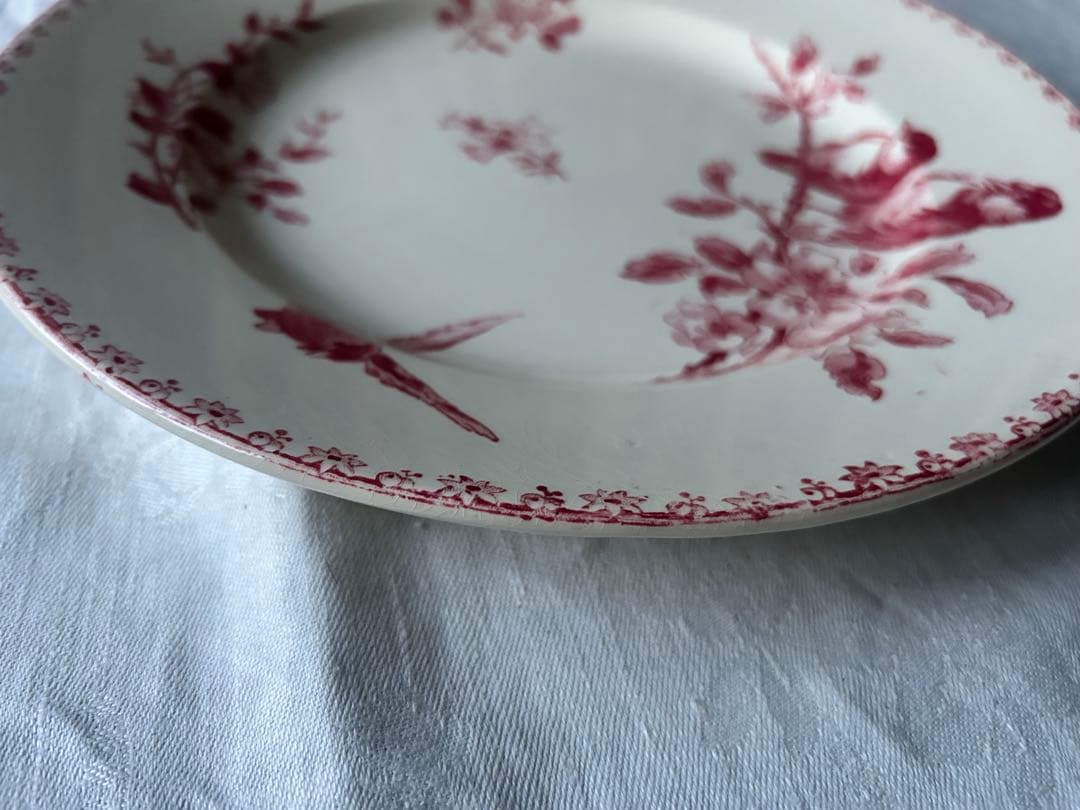 【大きめ】　プレート　小鳥　桜　sarreguemines favori