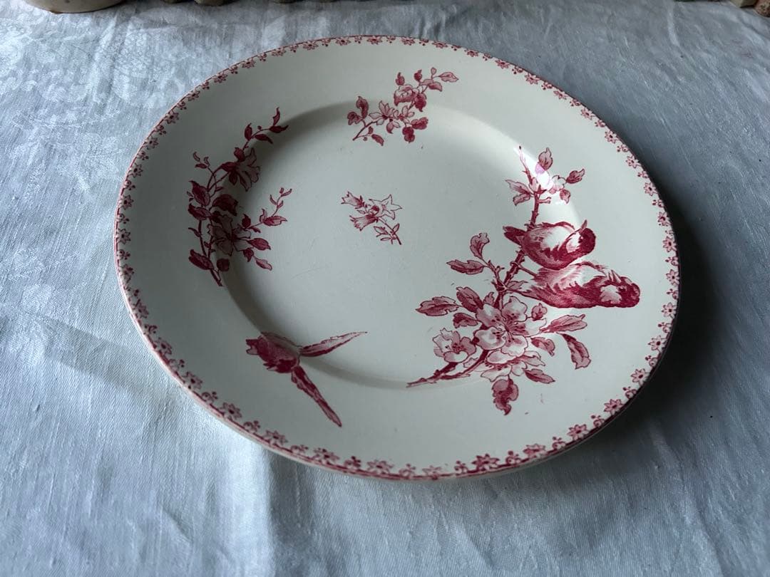 【大きめ】　プレート　小鳥　桜　sarreguemines favori