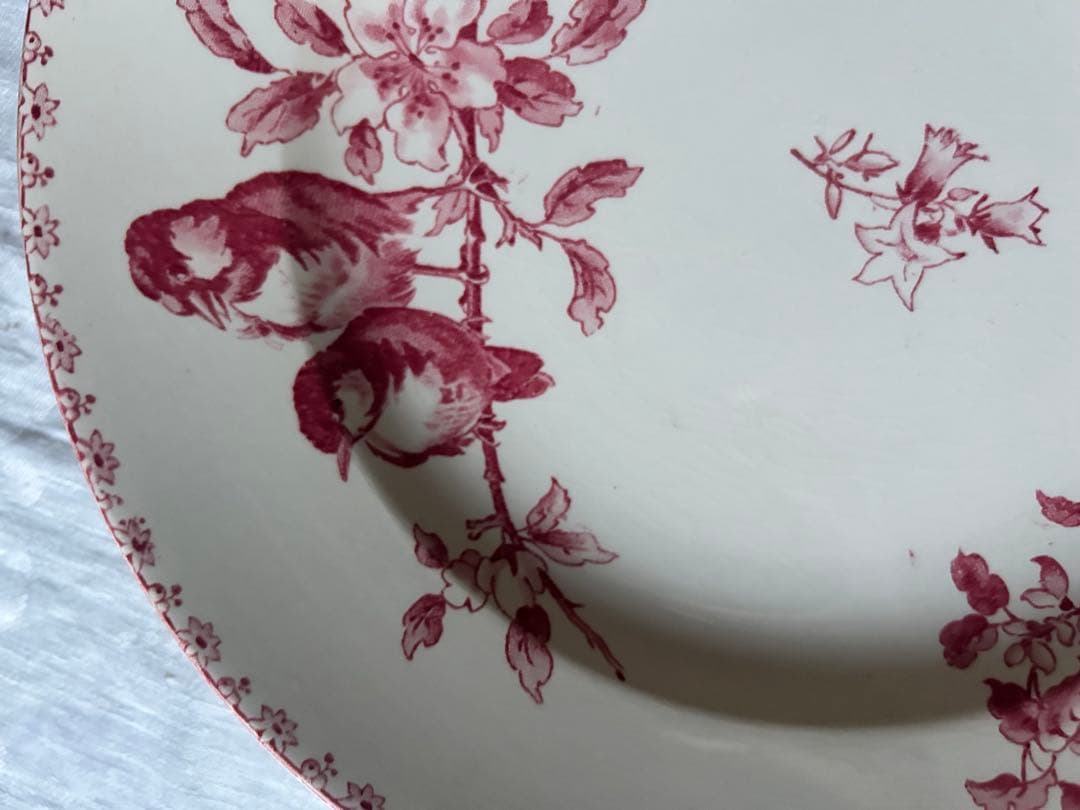 【大きめ】　プレート　小鳥　桜　sarreguemines favori