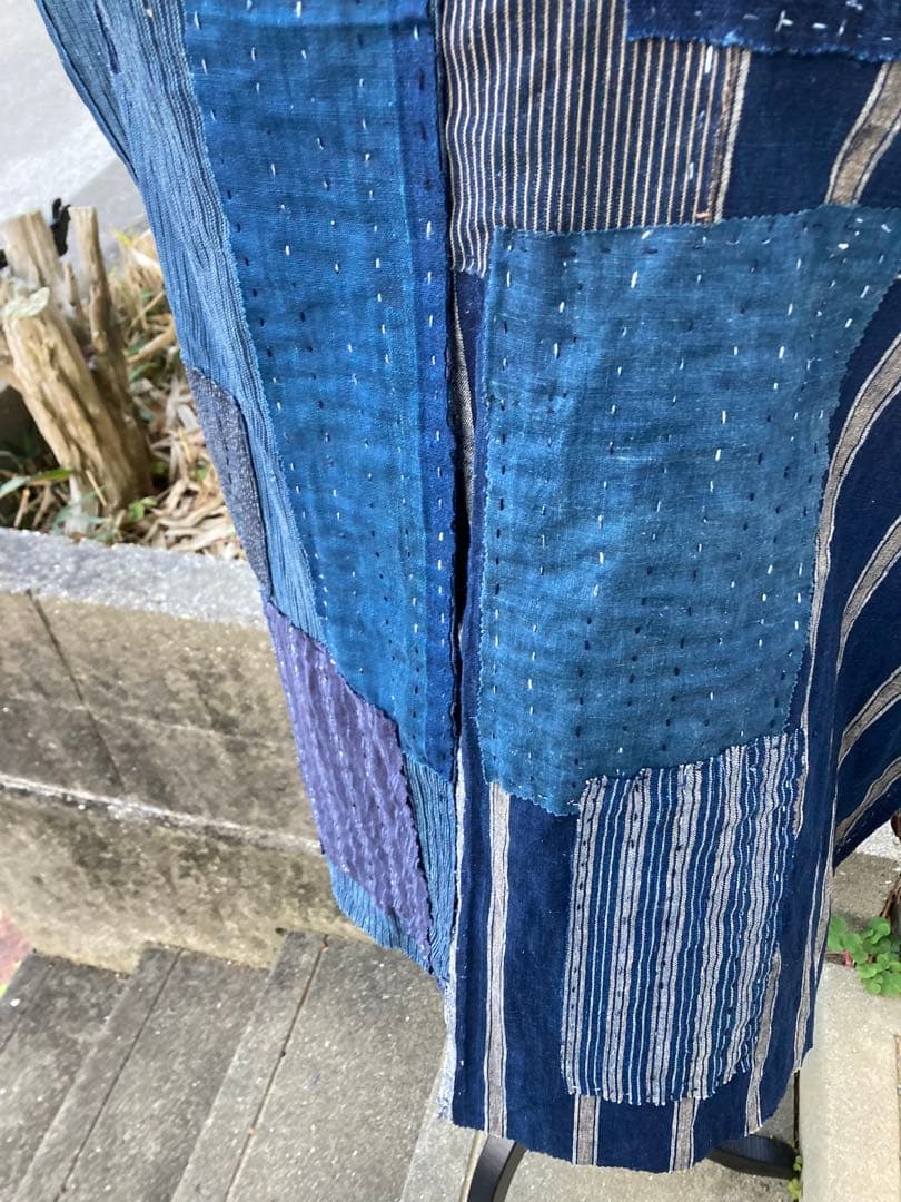 B39 襤褸　ストール　古布　リメイク　藍染　パッチワーク　継ぎ接ぎ　刺し子