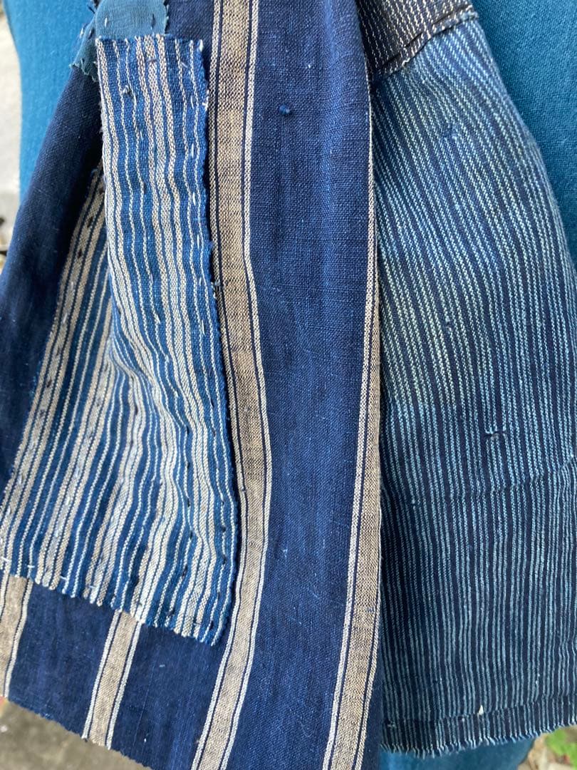 B39 襤褸　ストール　古布　リメイク　藍染　パッチワーク　継ぎ接ぎ　刺し子