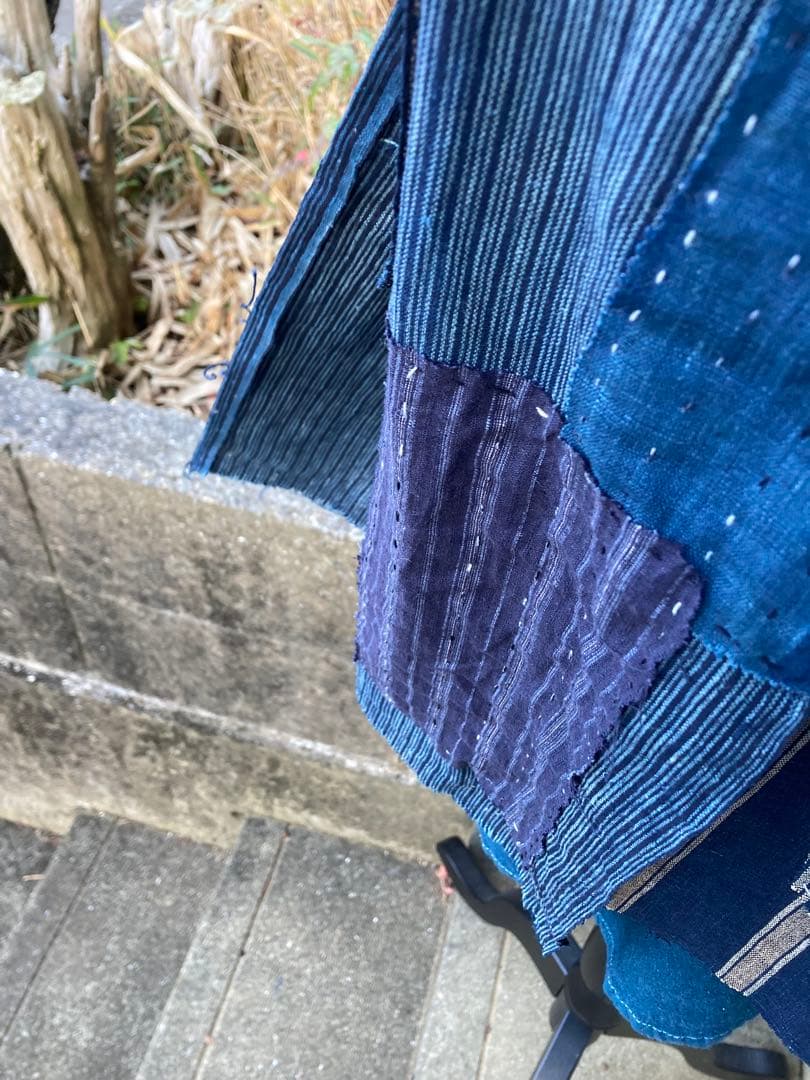 B39 襤褸　ストール　古布　リメイク　藍染　パッチワーク　継ぎ接ぎ　刺し子