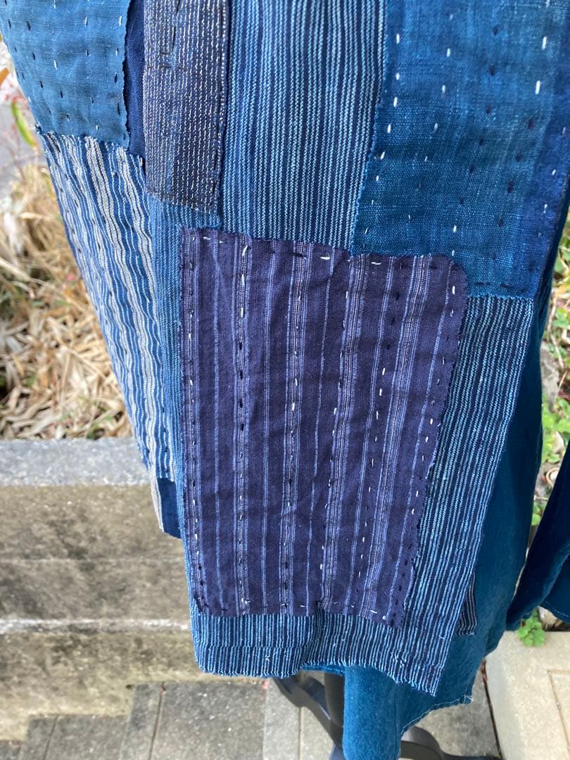 B39 襤褸　ストール　古布　リメイク　藍染　パッチワーク　継ぎ接ぎ　刺し子