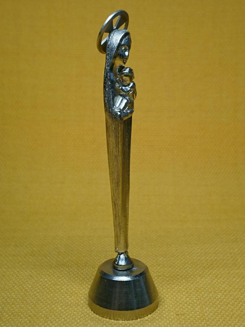 【美品】宗教美術　マリア　イエス　キリスト　金属　置物　工芸品　美術品A2897