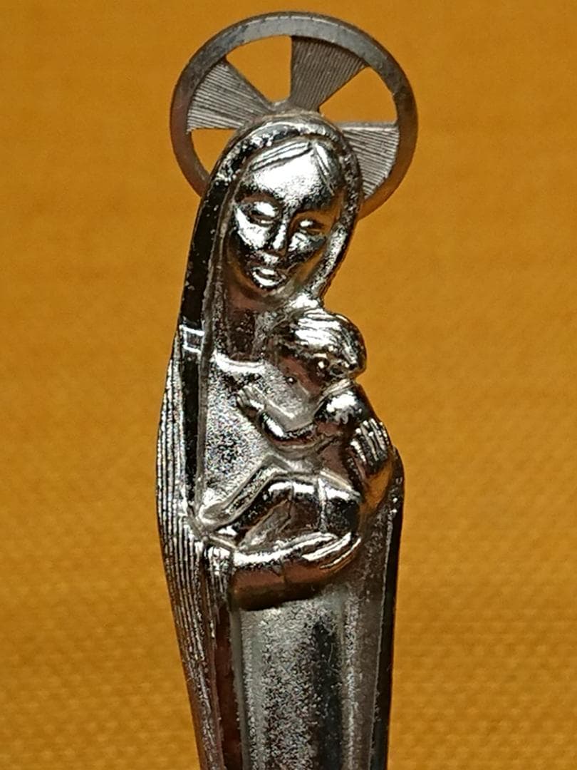 【美品】宗教美術　マリア　イエス　キリスト　金属　置物　工芸品　美術品A2897