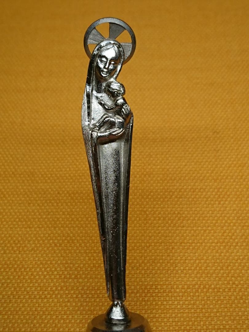 【美品】宗教美術　マリア　イエス　キリスト　金属　置物　工芸品　美術品A2897