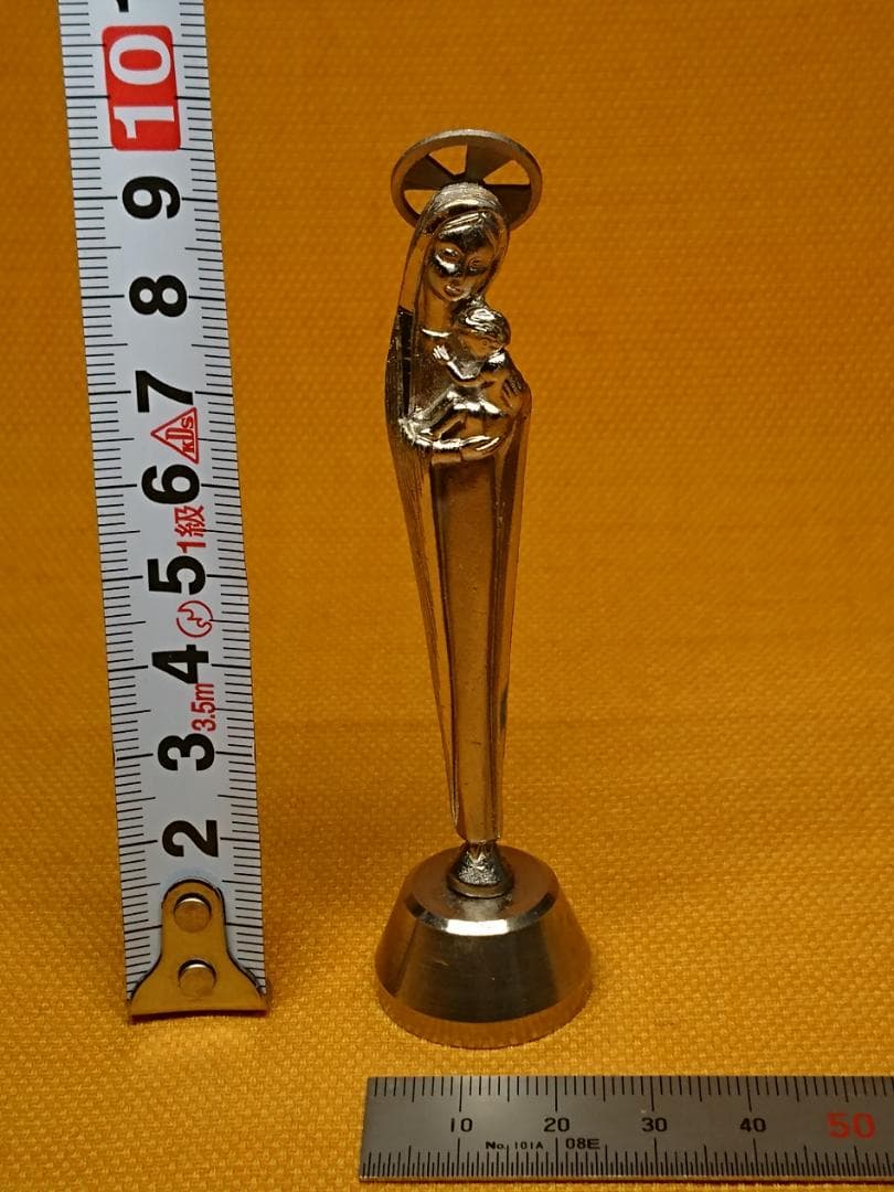 【美品】宗教美術　マリア　イエス　キリスト　金属　置物　工芸品　美術品A2897