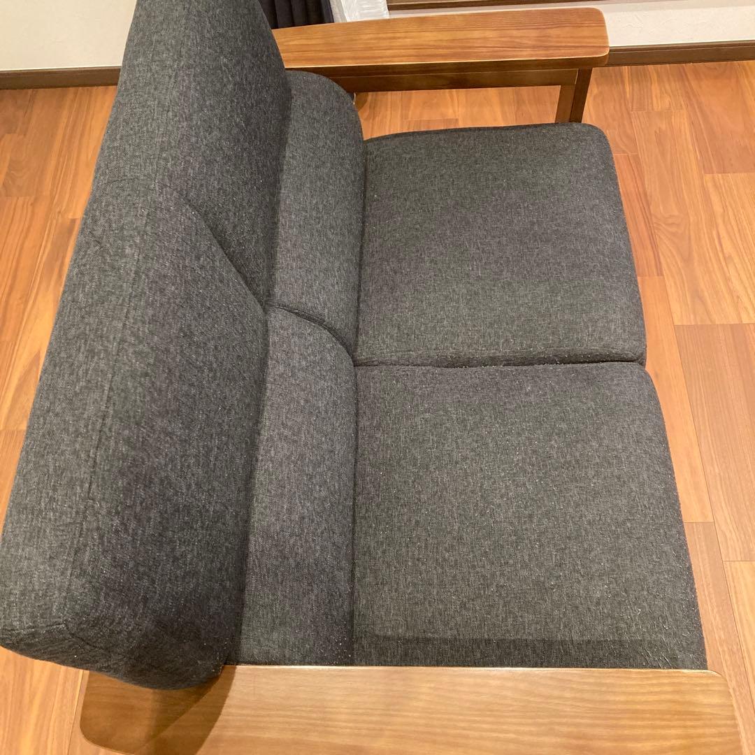 ソファNC779 2人掛け ブラック/ウォールナット