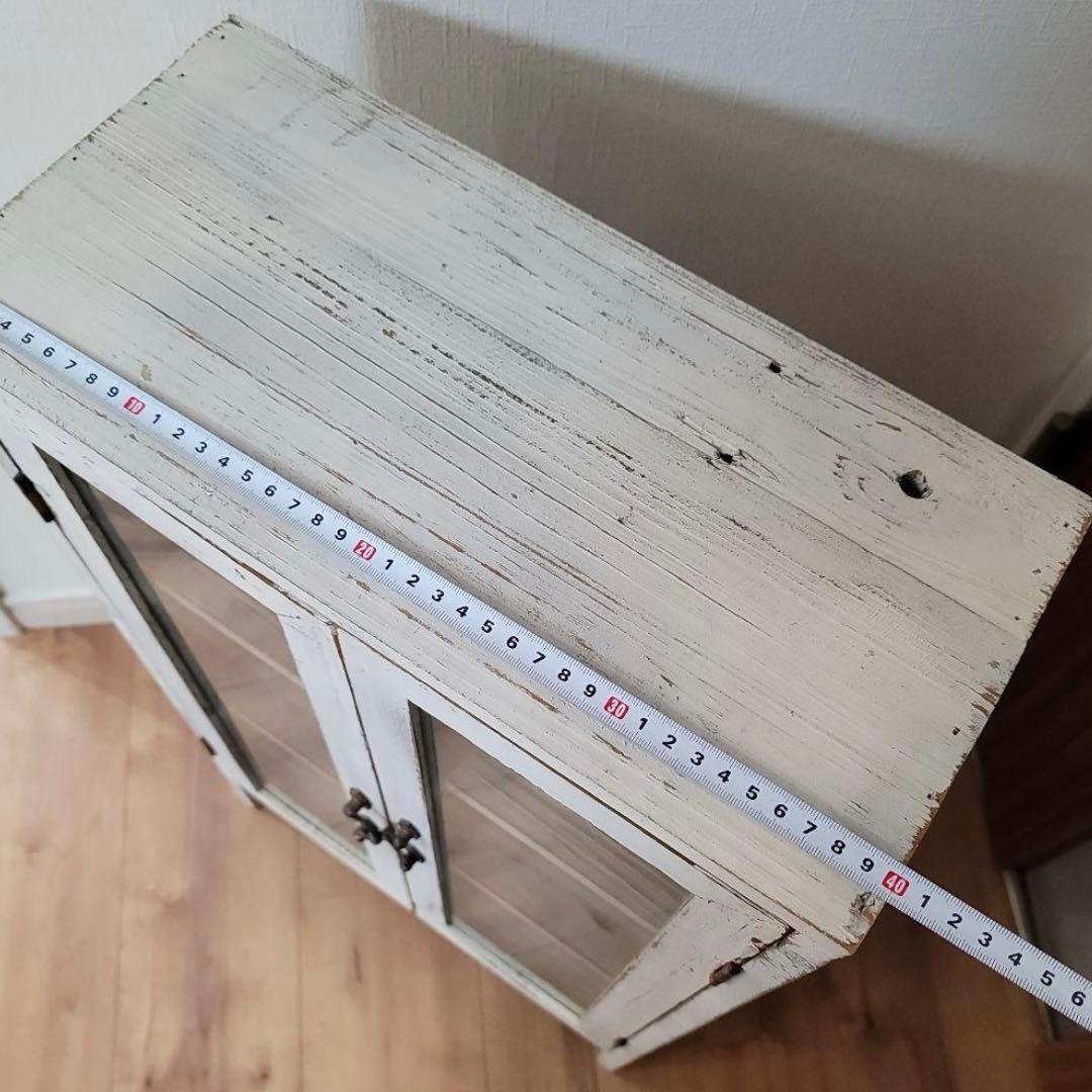 キャビネット　フレンチ　ヴィンテージ　アンティーク　ガラス　棚　飾り棚　シャビー