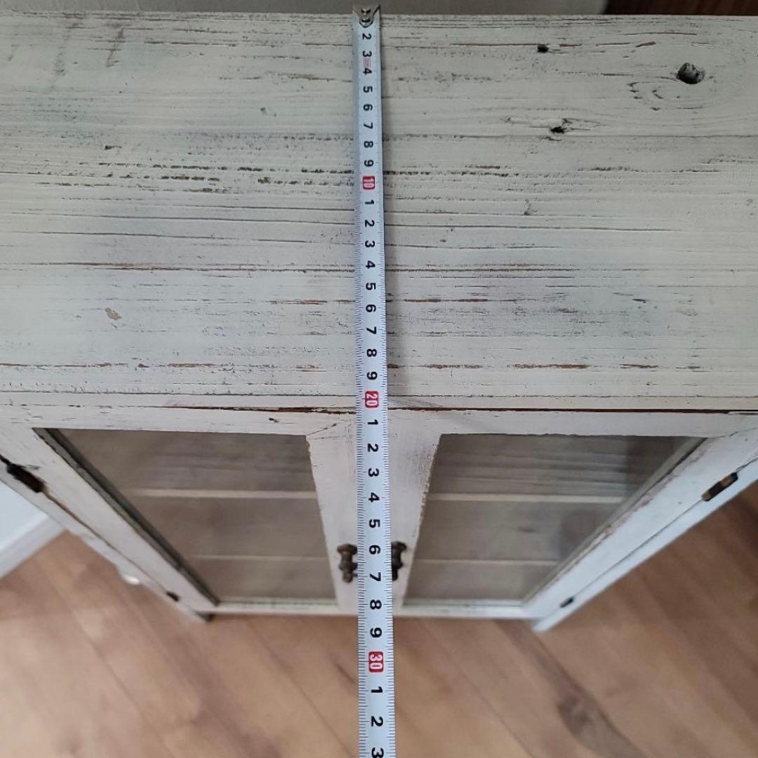 キャビネット　フレンチ　ヴィンテージ　アンティーク　ガラス　棚　飾り棚　シャビー