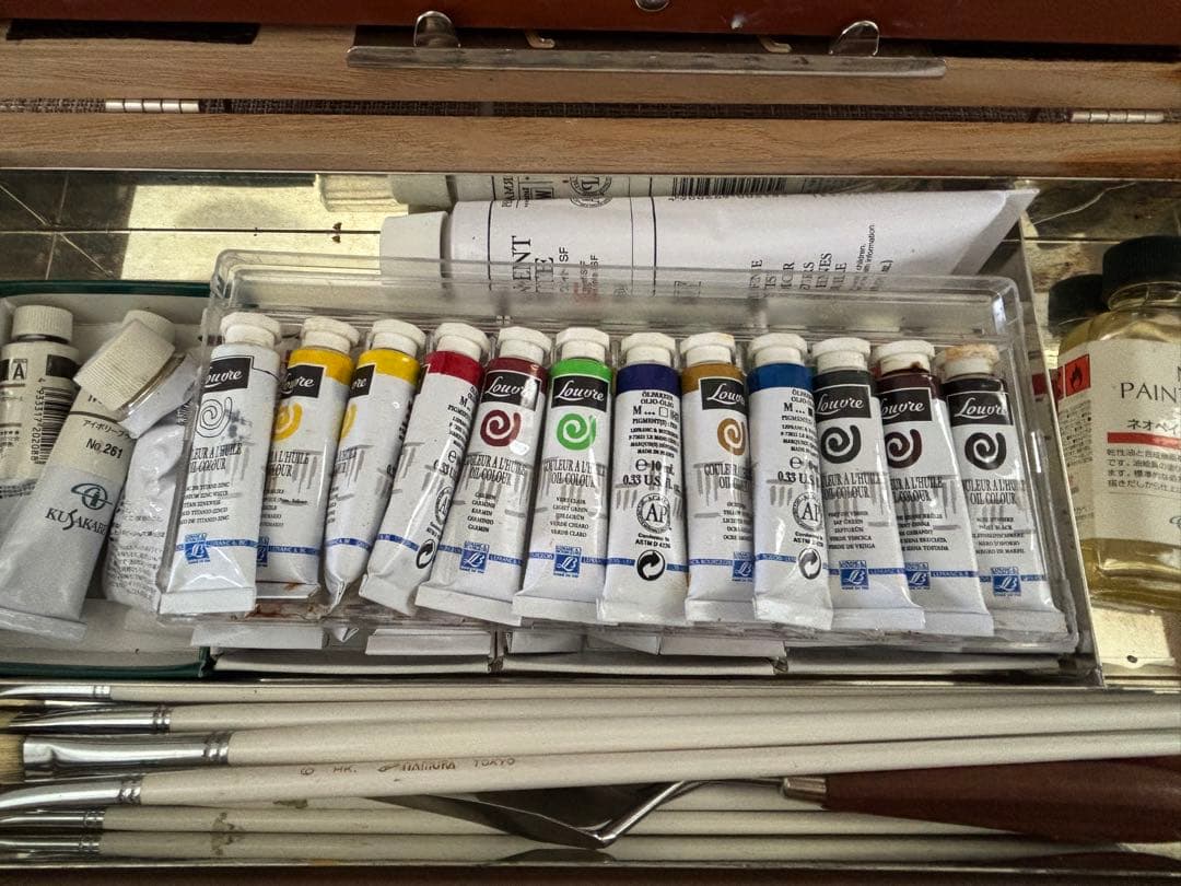 油絵具 木製箱入りセット