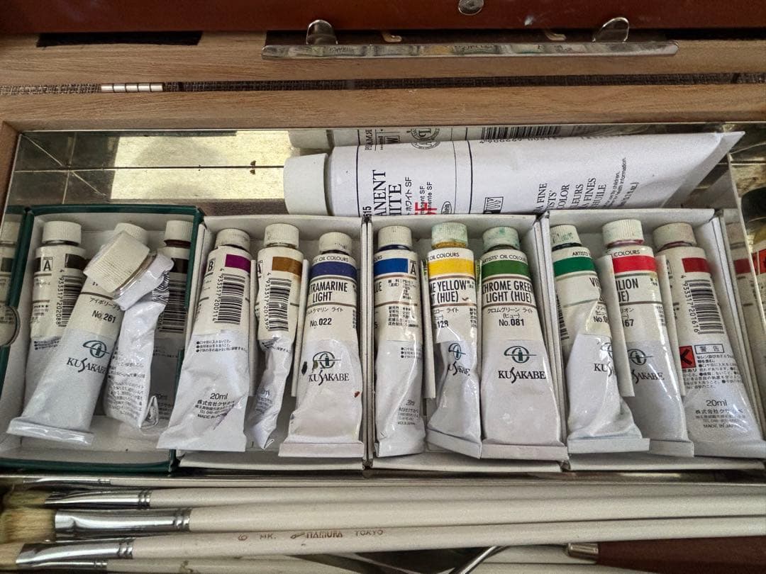 油絵具 木製箱入りセット