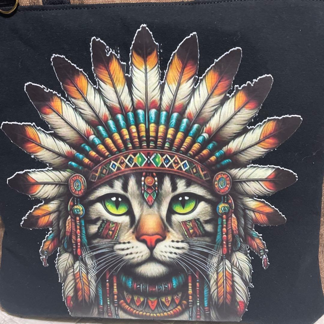 No.535 デニムリメイクバッグ　キャットインディアン