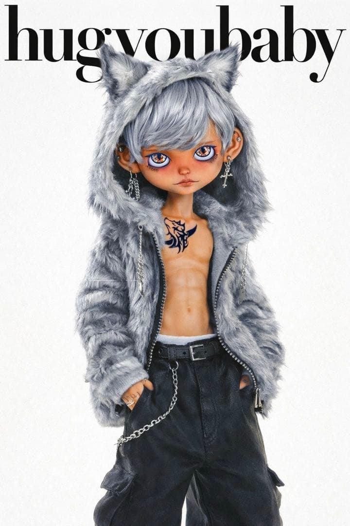 アイシードールカスタム男の子　首傾げ♡パテ盛り♡手描きタトゥー