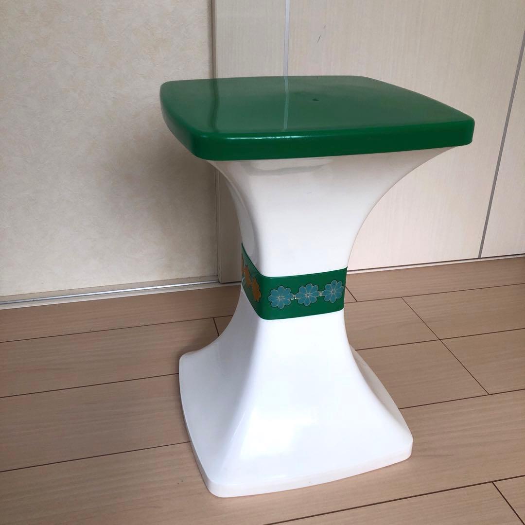 レトロポップ プラスチックスツール 角型 昭和 ビンテージ 緑白