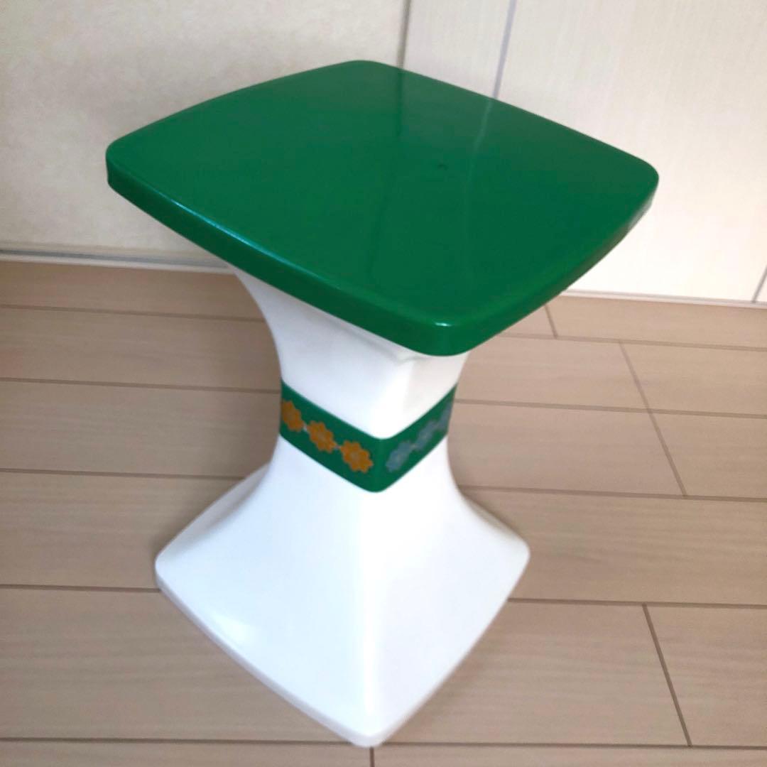 レトロポップ プラスチックスツール 角型 昭和 ビンテージ 緑白