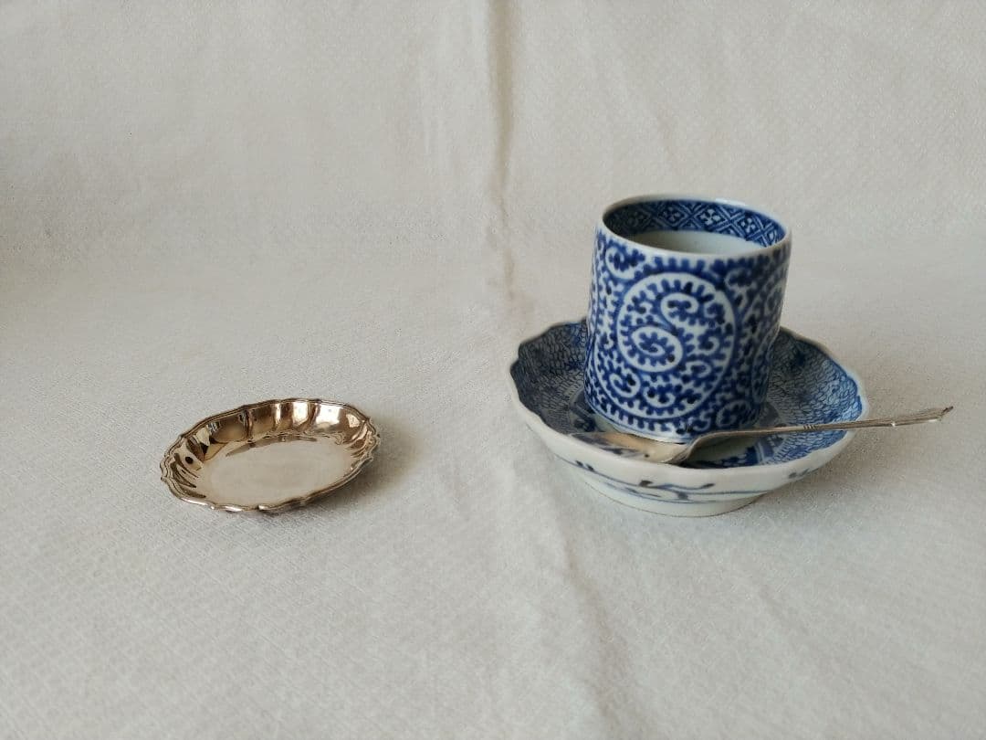 てっさい堂　猪口　古伊万里　染付　シルバー　セットA　(トレイ含まず)