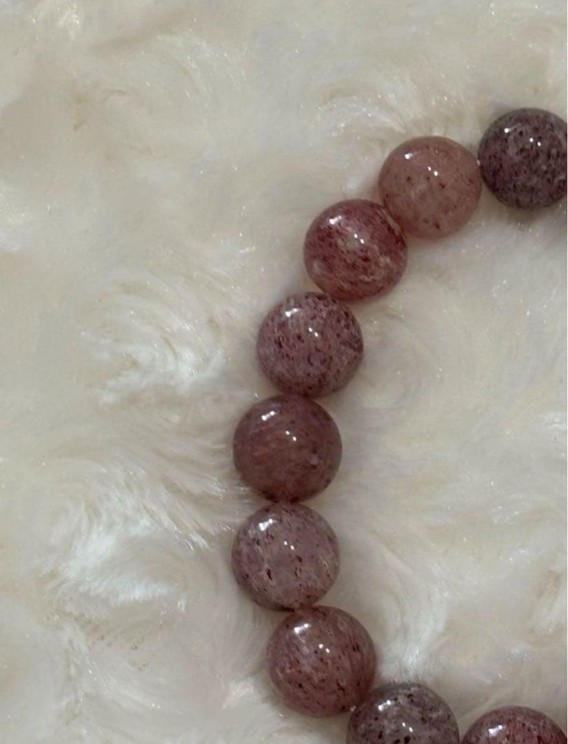 ⑨天然石✨ストロベリークォーツ12mm パワーストーンブレスレット約15cm