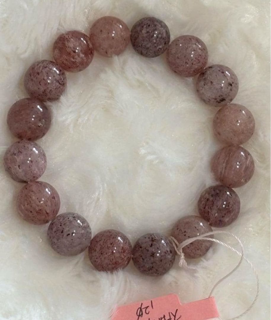⑨天然石✨ストロベリークォーツ12mm パワーストーンブレスレット約15cm
