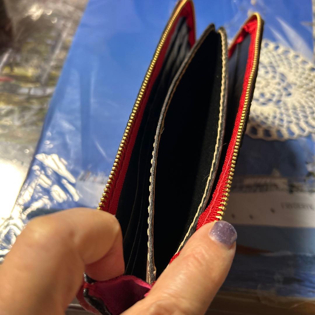 ピンク 花柄エンボス 長財布