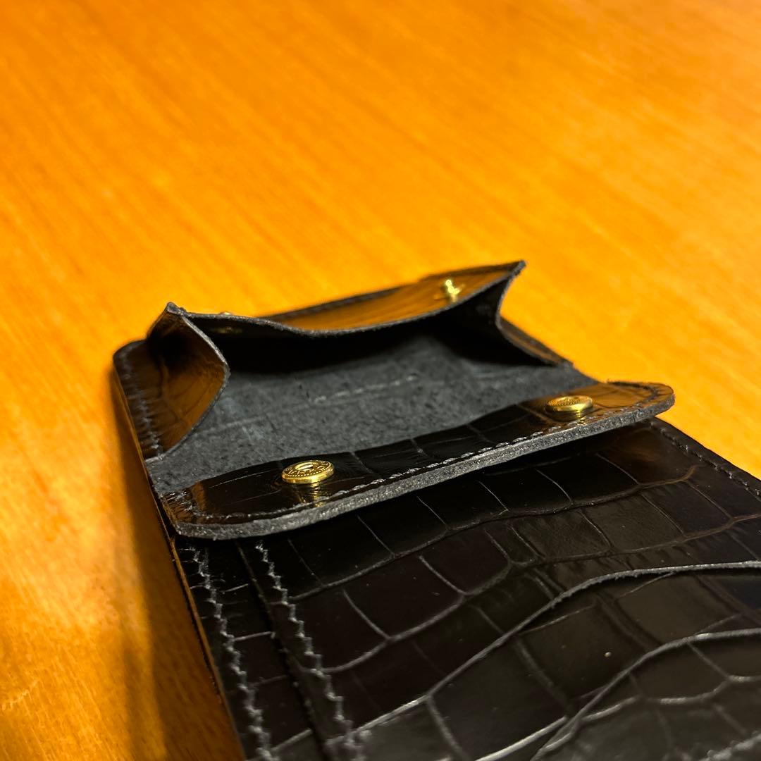 牛革クロコ型押し　ミドル財布 三つ折り　トラッカーウォレット