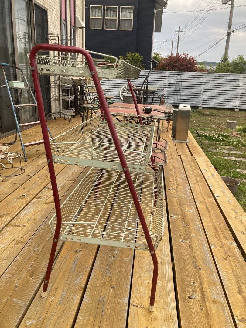 昭和レトロ　ワイヤーラック3段仕様　店舗什器　ガーデニング　雛壇タイプ⑦