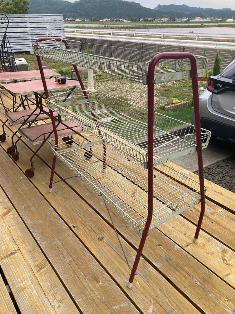 昭和レトロ　ワイヤーラック3段仕様　店舗什器　ガーデニング　雛壇タイプ⑦