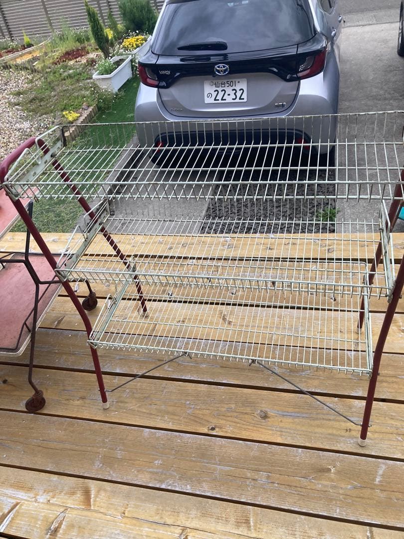 昭和レトロ　ワイヤーラック3段仕様　店舗什器　ガーデニング　雛壇タイプ⑦