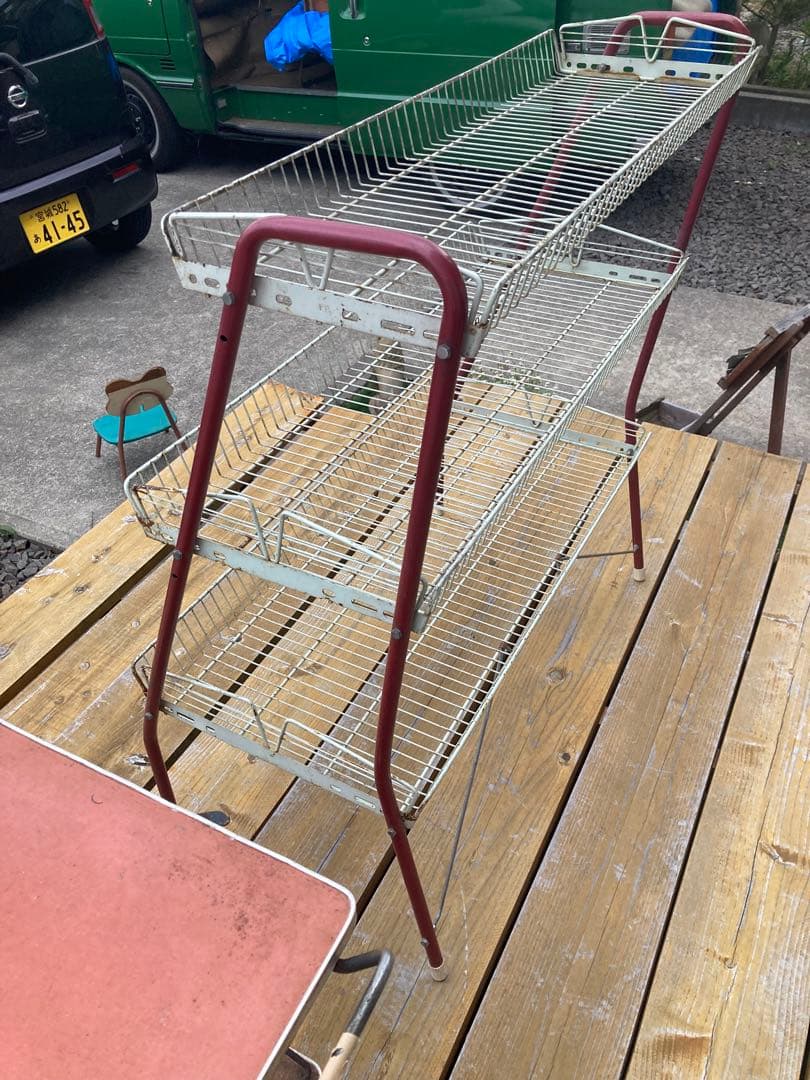 昭和レトロ　ワイヤーラック3段仕様　店舗什器　ガーデニング　雛壇タイプ⑦