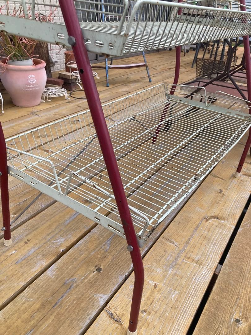 昭和レトロ　ワイヤーラック3段仕様　店舗什器　ガーデニング　雛壇タイプ⑦