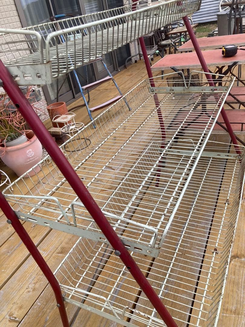 昭和レトロ　ワイヤーラック3段仕様　店舗什器　ガーデニング　雛壇タイプ⑦
