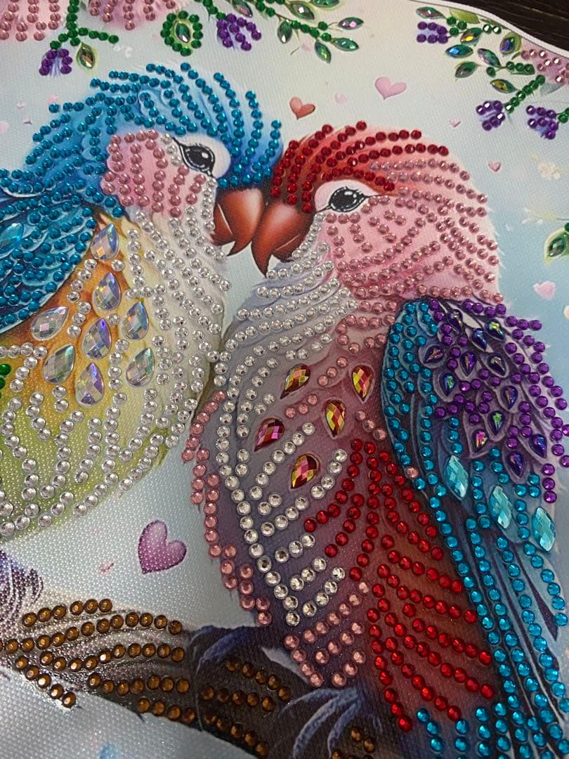 カラフルなビーズアート 鳥のカップル 30cm × 30cm