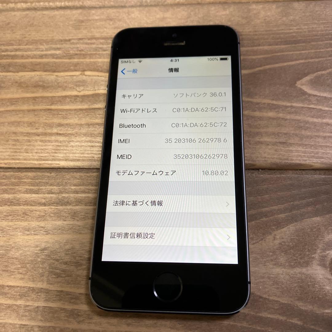 iPhone5s 16G バッテリー最大容量100% 充放電59回 使用頻度少