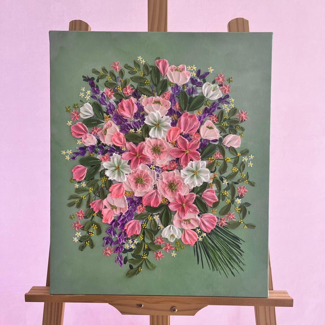 ラベンダー ラベンダーの絵 絵画 花束 花束の絵 パネルアート　壁掛けアート 花