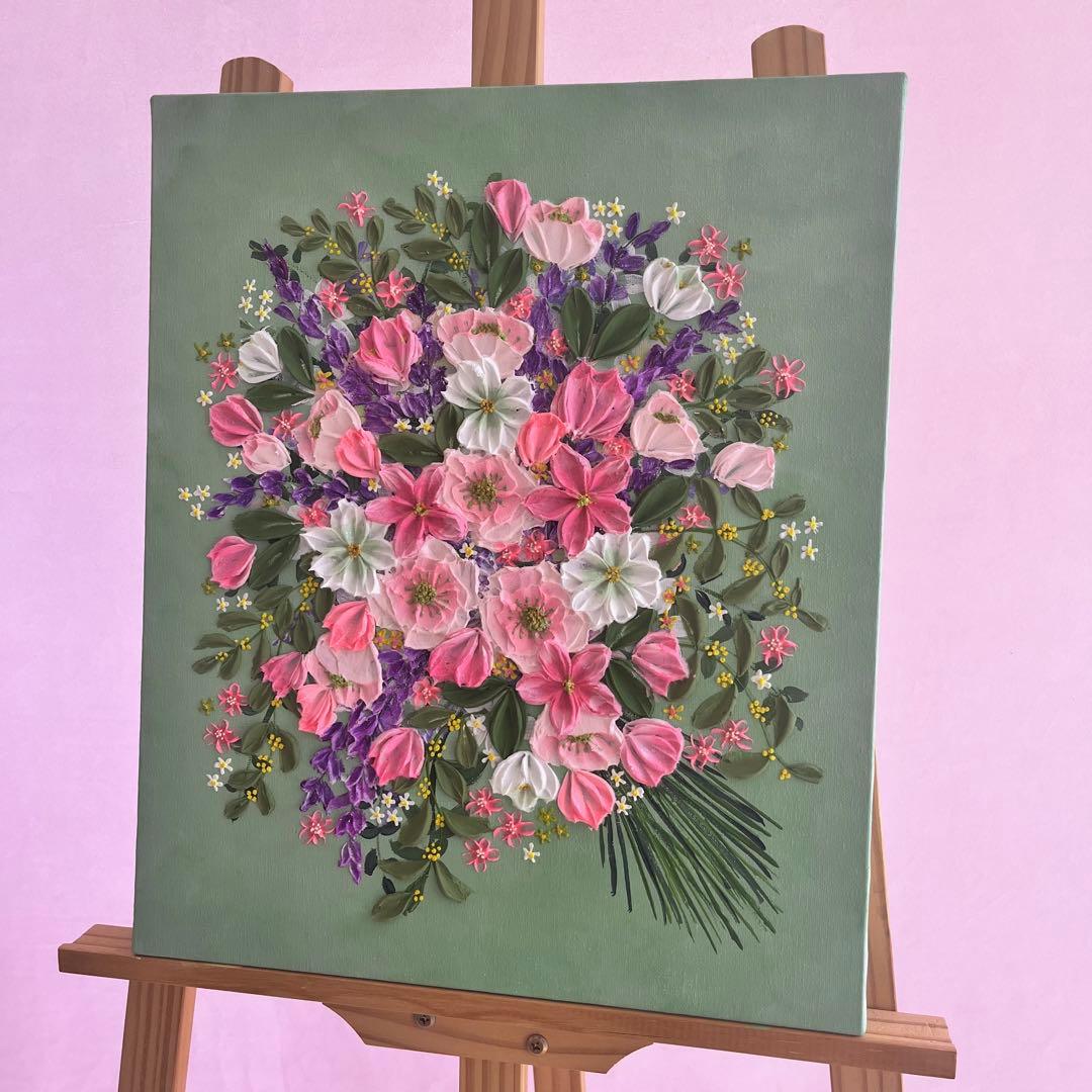 ラベンダー ラベンダーの絵 絵画 花束 花束の絵 パネルアート　壁掛けアート 花