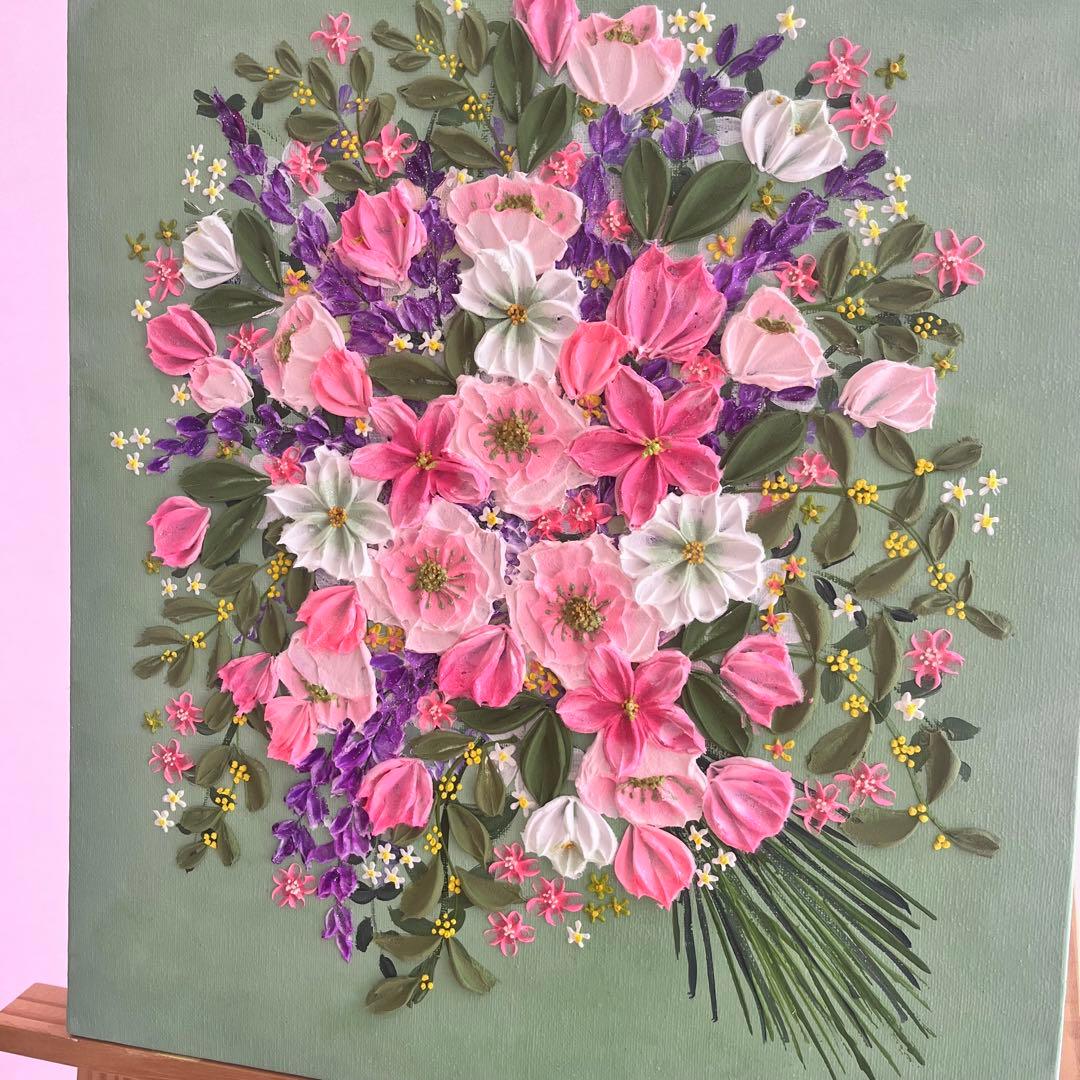 ラベンダー ラベンダーの絵 絵画 花束 花束の絵 パネルアート　壁掛けアート 花