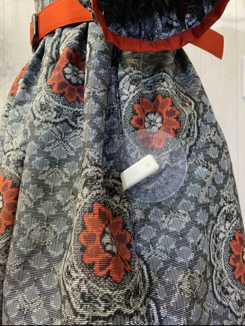 村山大島紬のパフスリーブワンピース