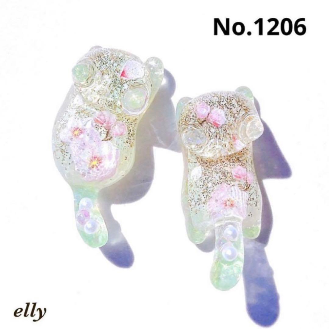 【ゆきゆっきー❄様】1180.天然石　琉球ガラス　桜　おすわり猫　キーホルダー