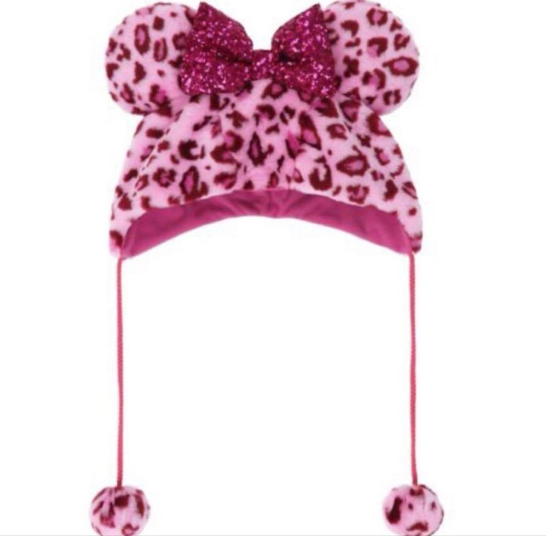 ヒョウ柄ミッキー耳付き帽子