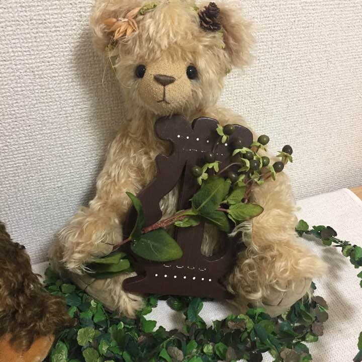 ハンドメイド☆テディベア作家の作品☆ハープを持ったベア2体セット☆楽器を持つベア