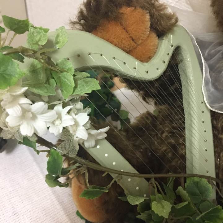 ハンドメイド☆テディベア作家の作品☆ハープを持ったベア2体セット☆楽器を持つベア