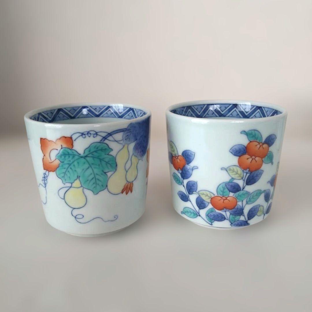 色鍋島龍仙手描き　湯飲み 5個