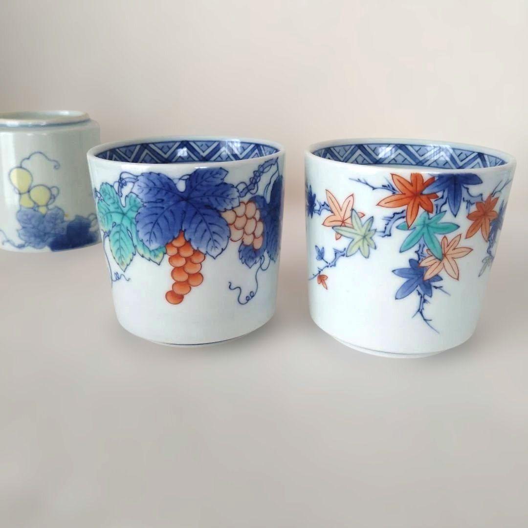 色鍋島龍仙手描き　湯飲み 5個