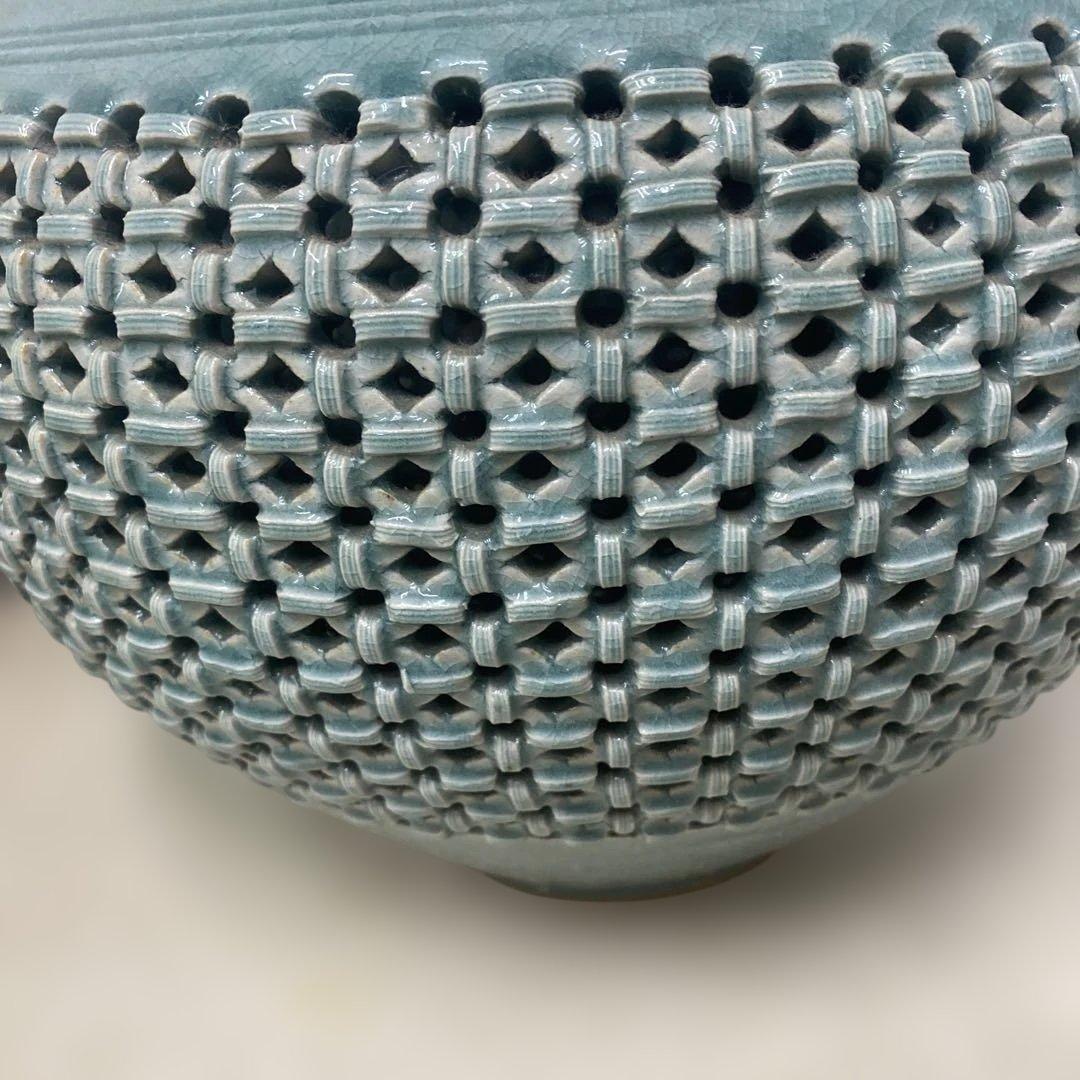 青山作 高麗青磁 大型 壺 花器