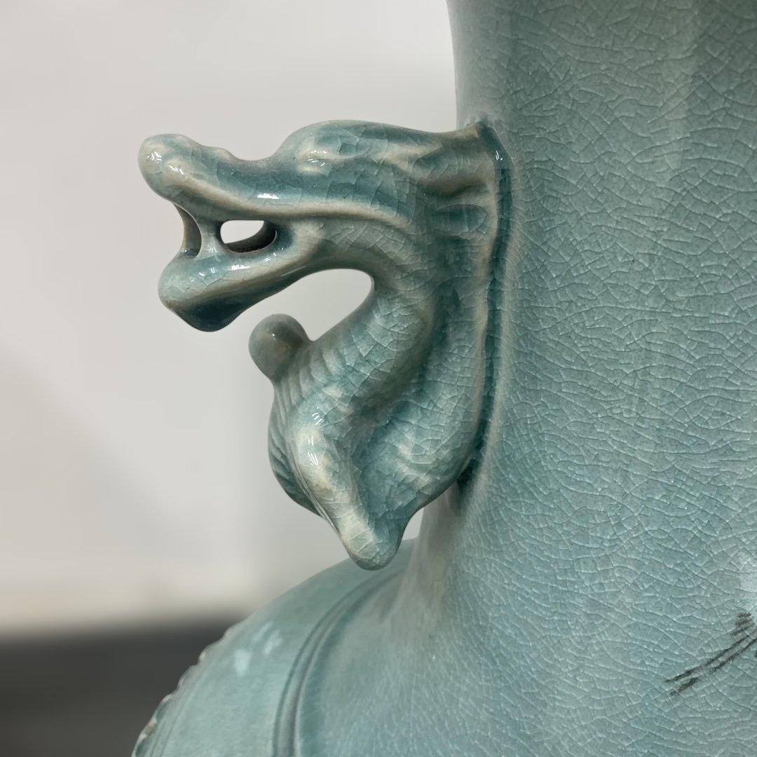 青山作 高麗青磁 大型 壺 花器