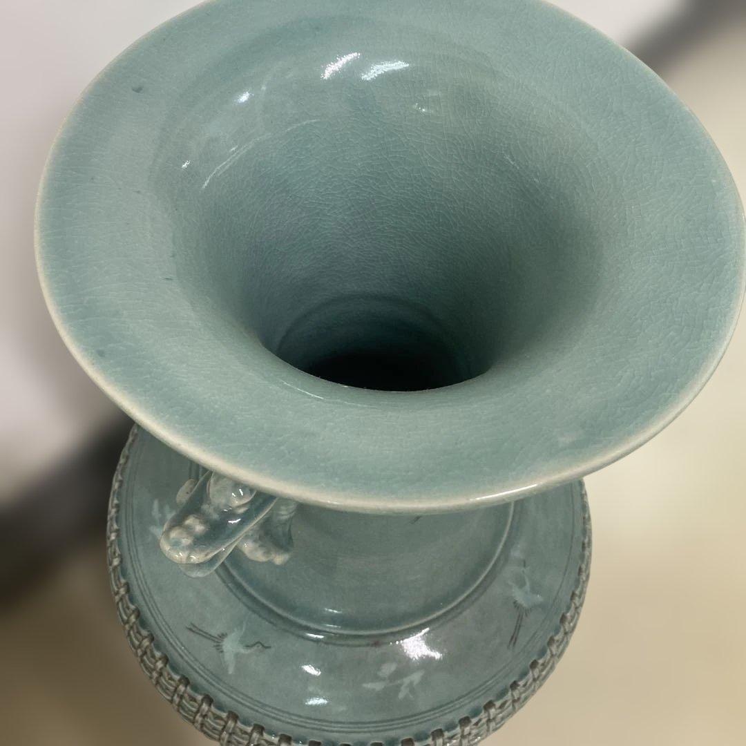 青山作 高麗青磁 大型 壺 花器