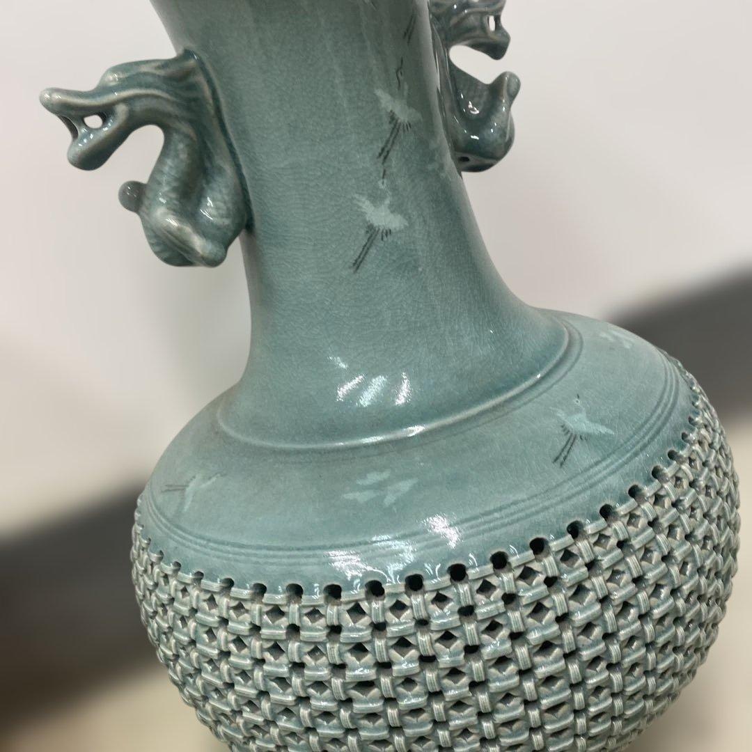 青山作 高麗青磁 大型 壺 花器