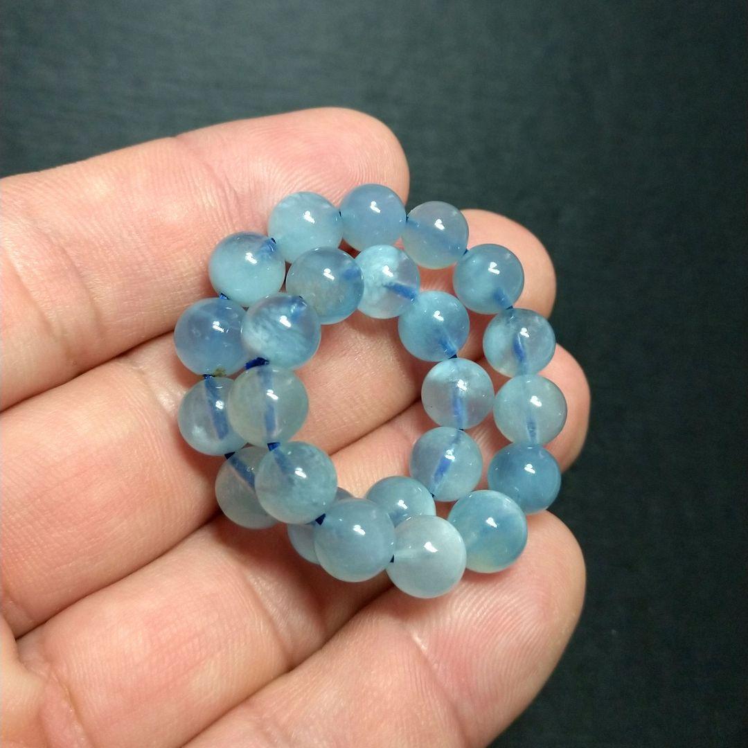 【希少,珍品】バイカラーアクアマリン　ブレスレット　小粒　天然　誕生石